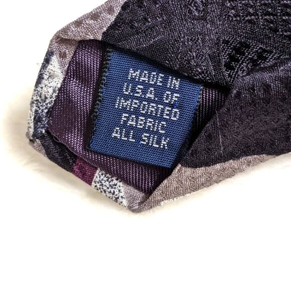 Men's Vintage 100% Silk Tie Abstract Diamond Pattern Motif - Picture 5 of 13